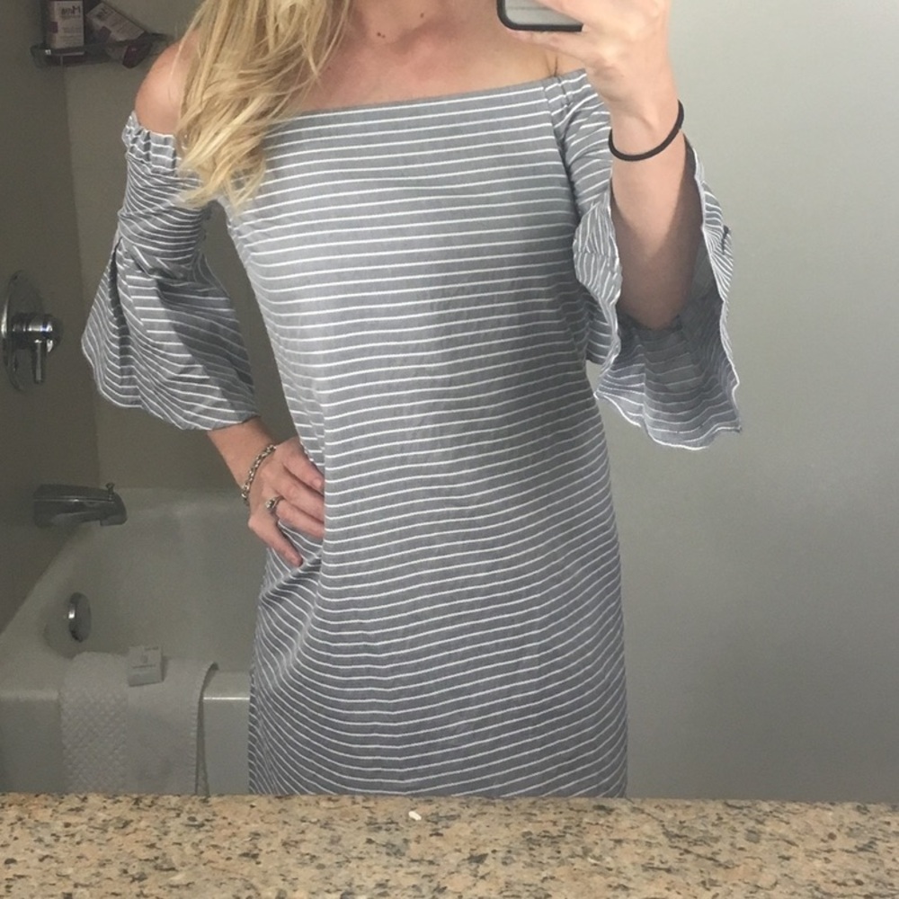 Off the shoulder striped dress